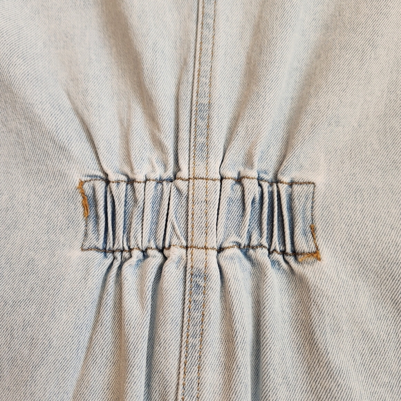 Steve Madden Jumpsuit L Light Blue Denim Eira Jean Relaxed Fit Front Zip New$130 - Picture 14 of 16